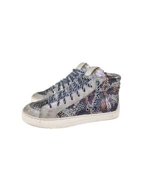 P448 Skate Python Metallic Leather High Top Sneakers US 7 Zip Lace Snakeskin